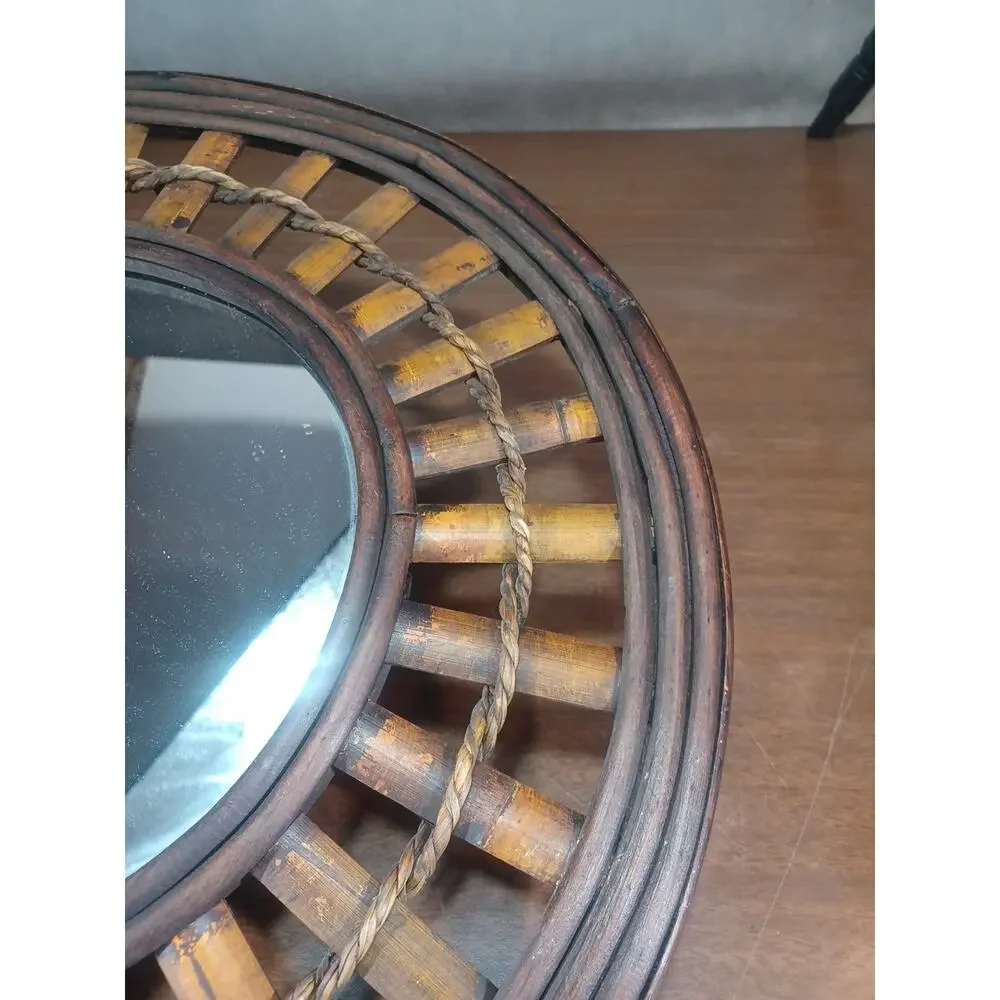 VINTAGE BAMBOO And WOOD MIRROR 18